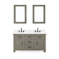 Water Creation AB60CW03GG-A24000000 ABERDEEN 60"W x 34"H Grizzle Gray Double-Sink Vanity with Carrara White Marble Countertop + Mirrors