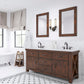 Water Creation AB72CW03RS-000TL1203 ABERDEEN 72"W x 34"H Sierra Rustic Double-Sink Vanity with Carrara White Marble Countertop + Hook Faucets