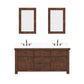 Water Creation AB72CW03RS-A24TL1203 ABERDEEN 72"W x 34"H Sierra Rustic Double-Sink Vanity with Carrara White Marble Countertop + Hook Faucets and Mirrors (A)