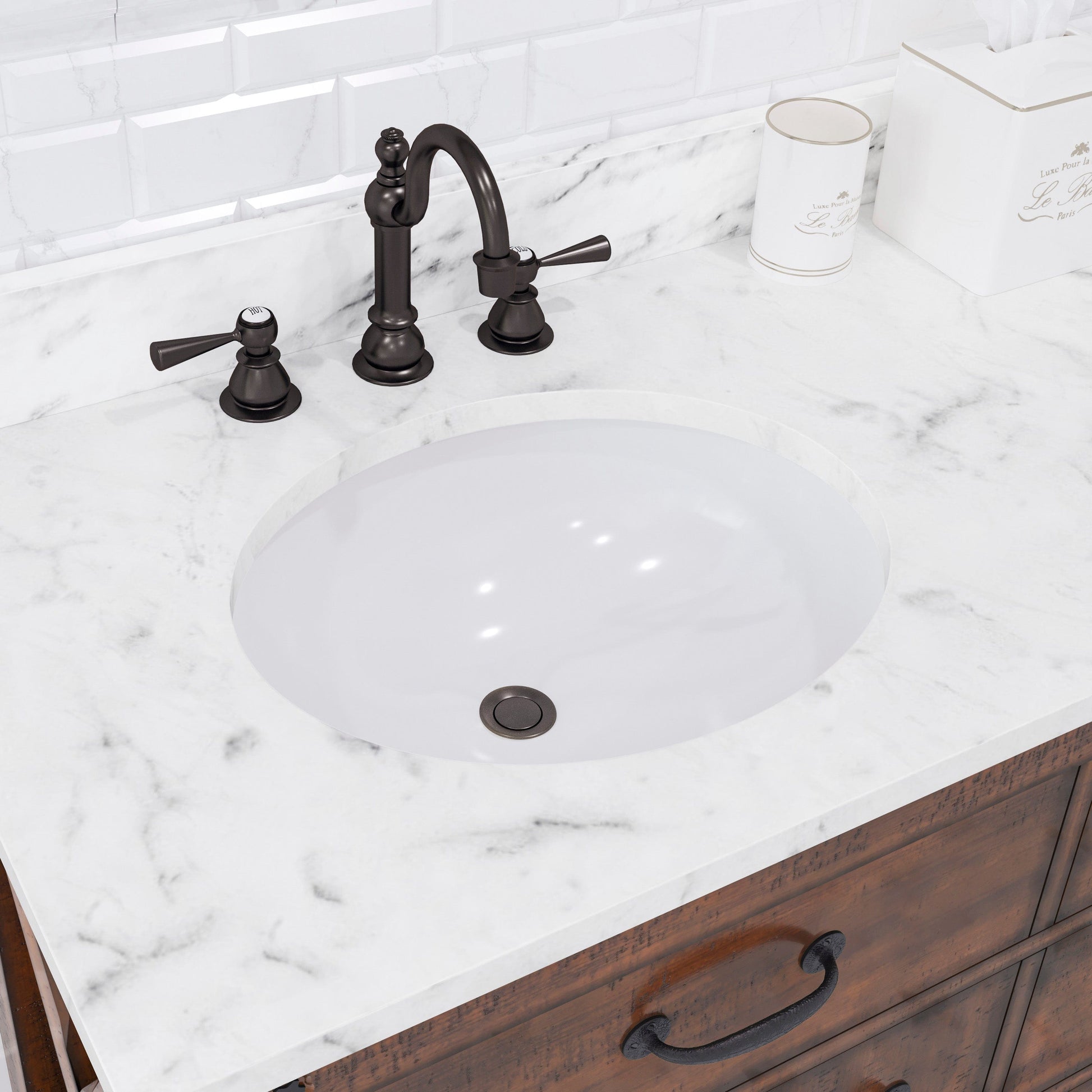 Water Creation AB72CW03RS-A24TL1203 ABERDEEN 72"W x 34"H Sierra Rustic Double-Sink Vanity with Carrara White Marble Countertop + Hook Faucets and Mirrors (A)