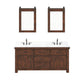 Water Creation AB72CW03RS-P24000000 ABERDEEN 72"W x 34"H Sierra Rustic Double-Sink Vanity with Carrara White Marble Countertop + Mirrors (B)