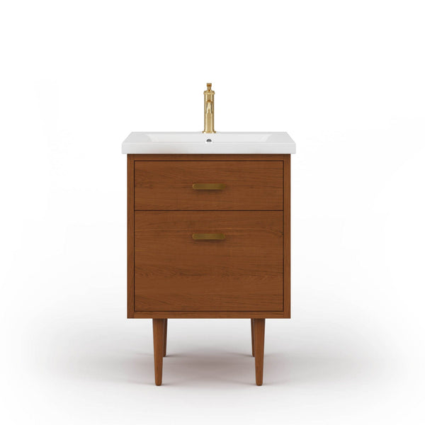 Water Creation BD24CR06HW-000000000 BRANDY 24.5W x 34.7H Honey Walnut Integrated Ceramic Sink Vanity (Vanity Only)