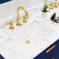 Water Creation BR60CW06MB-000BL1406 BRISTOL 60"W x 34"H Monarch Blue Double-Sink Vanity with Carrara White Marble Countertop + Satin Gold Gooseneck Faucets