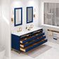 Water Creation BR72CW06MB-000000000 BRISTOL 72"W x 34"H Monarch Blue Double-Sink Vanity with Carrara White Marble Countertop (Vanity Only)