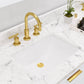 Water Creation BR72CW06PW-000BL1406 BRISTOL 72"W x 34"H Pure White Double-Sink Vanity with Carrara White Marble Countertop + Satin Gold Gooseneck Faucets