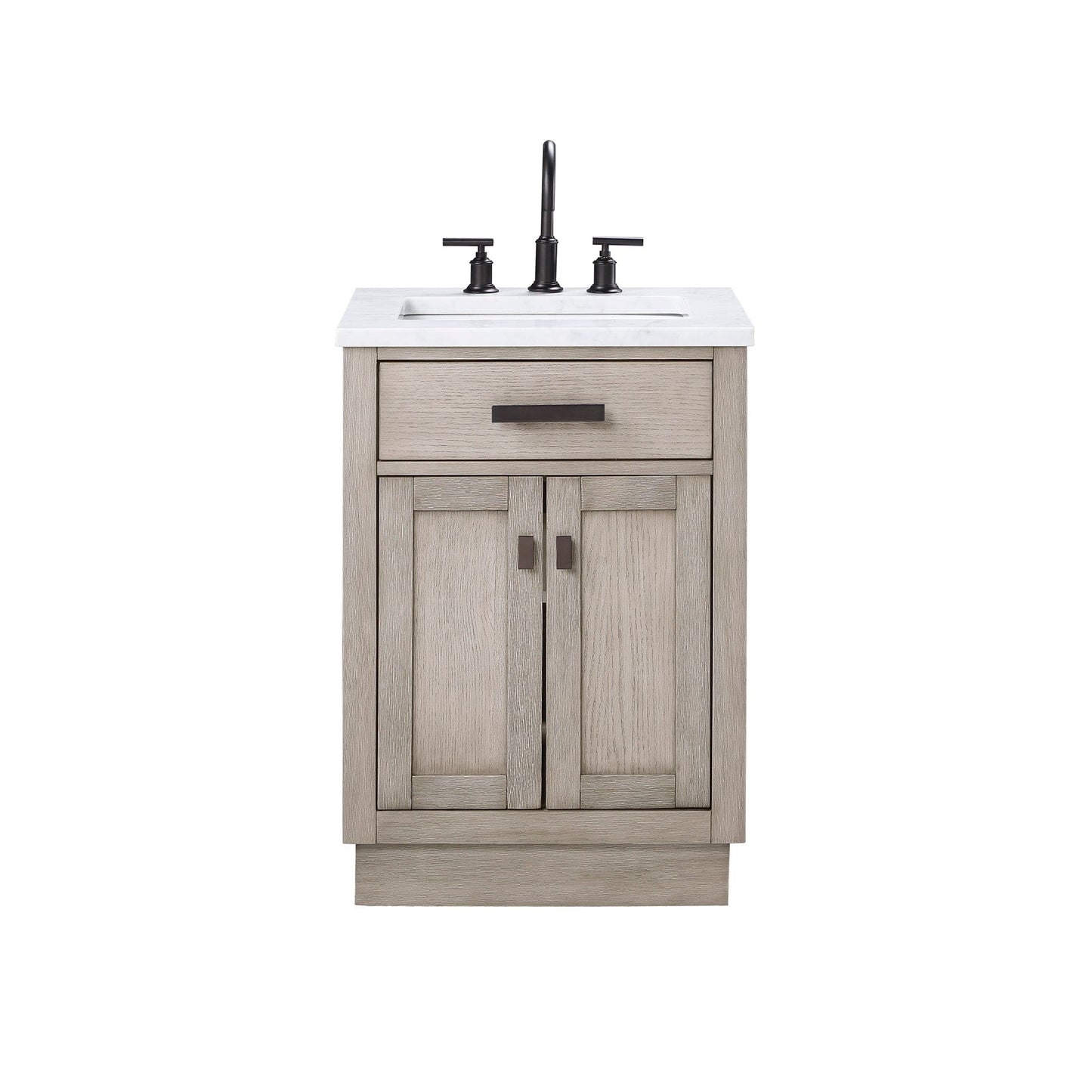 Water Creation CH24CW03GK-000000000 CHESTNUT 24"W x 34.2"H Gray Oak Single-Sink Vanity with Carrara White Marble Countertop (Vanity Only)