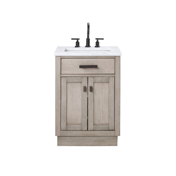 Water Creation CH24CW03GK-000000000 CHESTNUT 24W x 34.2H Gray Oak Single-Sink Vanity with Carrara White Marble Countertop (Vanity Only)