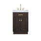 Water Creation CH24CW06BK-000000000 CHESTNUT 24"W x 34.2"H Brown Oak Single-Sink Vanity with Carrara White Marble Countertop (Vanity Only)