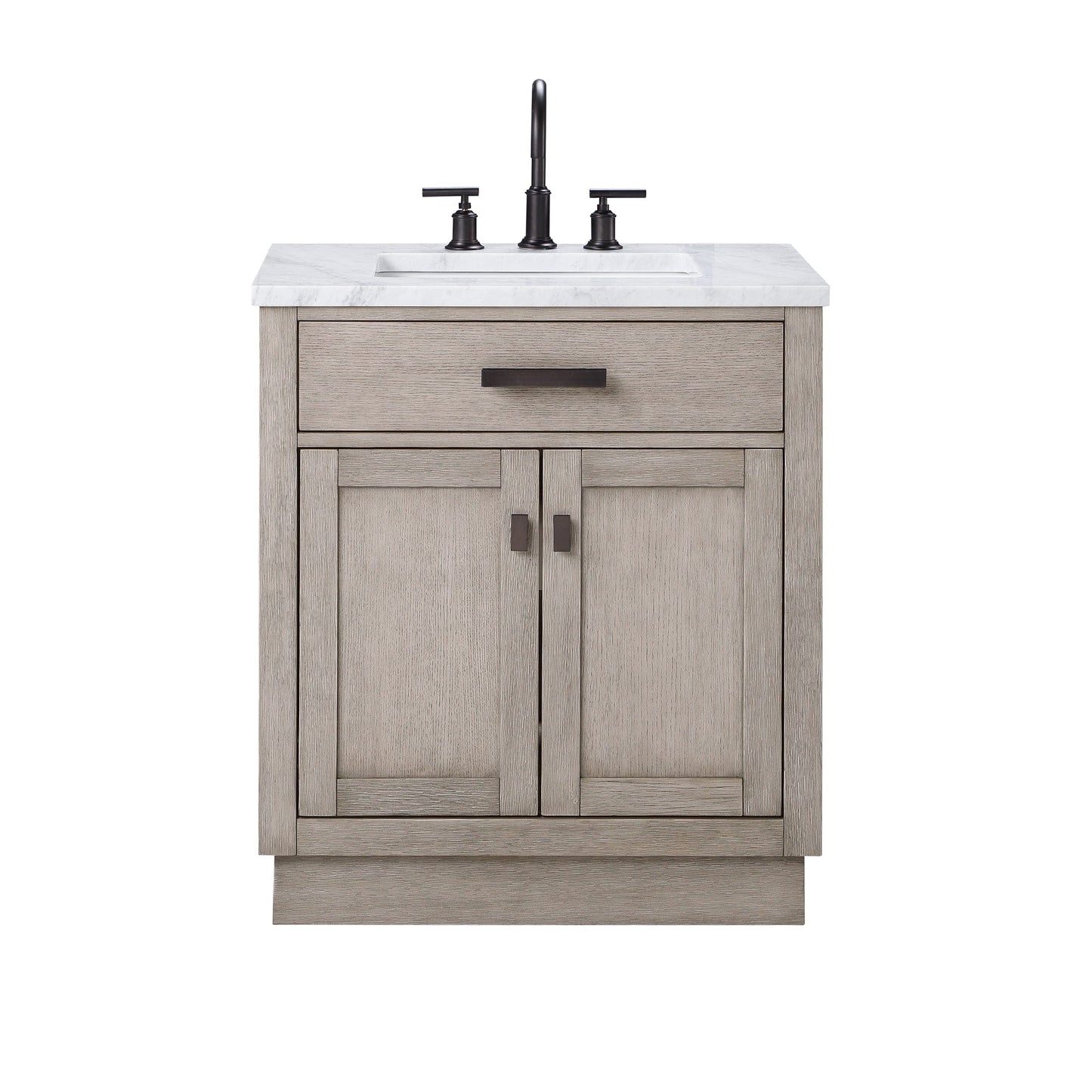 Water Creation CH30CW03GK-000000000 CHESTNUT 30"W x 34.2"H Gray Oak Single-Sink Vanity with Carrara White Marble Countertop (Vanity Only)