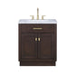 Water Creation CH30CW06BK-000000000 CHESTNUT 30"W x 34.2"H Brown Oak Single-Sink Vanity with Carrara White Marble Countertop (Vanity Only)