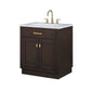 Water Creation CH30CW06BK-000000000 CHESTNUT 30"W x 34.2"H Brown Oak Single-Sink Vanity with Carrara White Marble Countertop (Vanity Only)