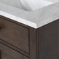 Water Creation CH30CW06BK-000000000 CHESTNUT 30"W x 34.2"H Brown Oak Single-Sink Vanity with Carrara White Marble Countertop (Vanity Only)