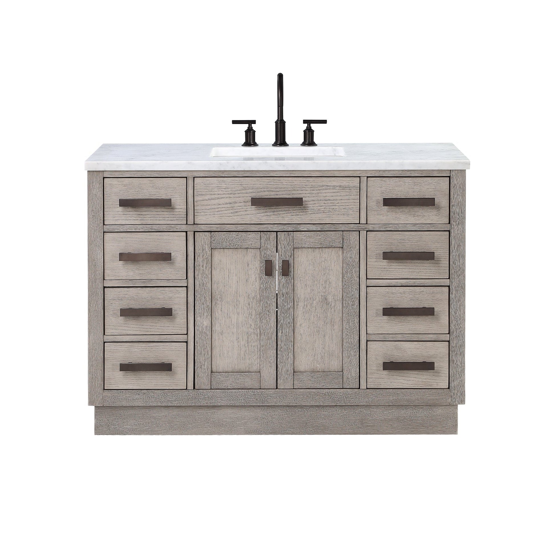 Water Creation CH48CW03GK-000000000 CHESTNUT 48"W x 34.2"H Gray Oak Single-Sink Vanity with Carrara White Marble Countertop (Vanity Only)