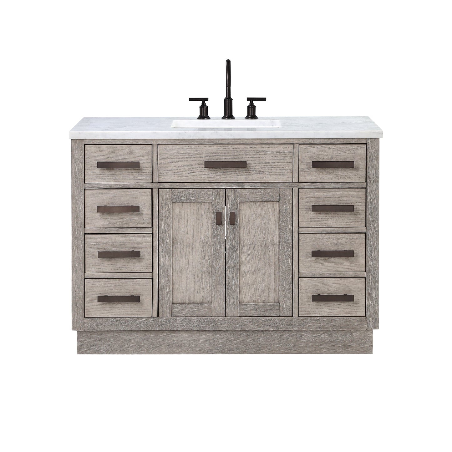 Water Creation CH48CW03GK-000000000 CHESTNUT 48"W x 34.2"H Gray Oak Single-Sink Vanity with Carrara White Marble Countertop (Vanity Only)