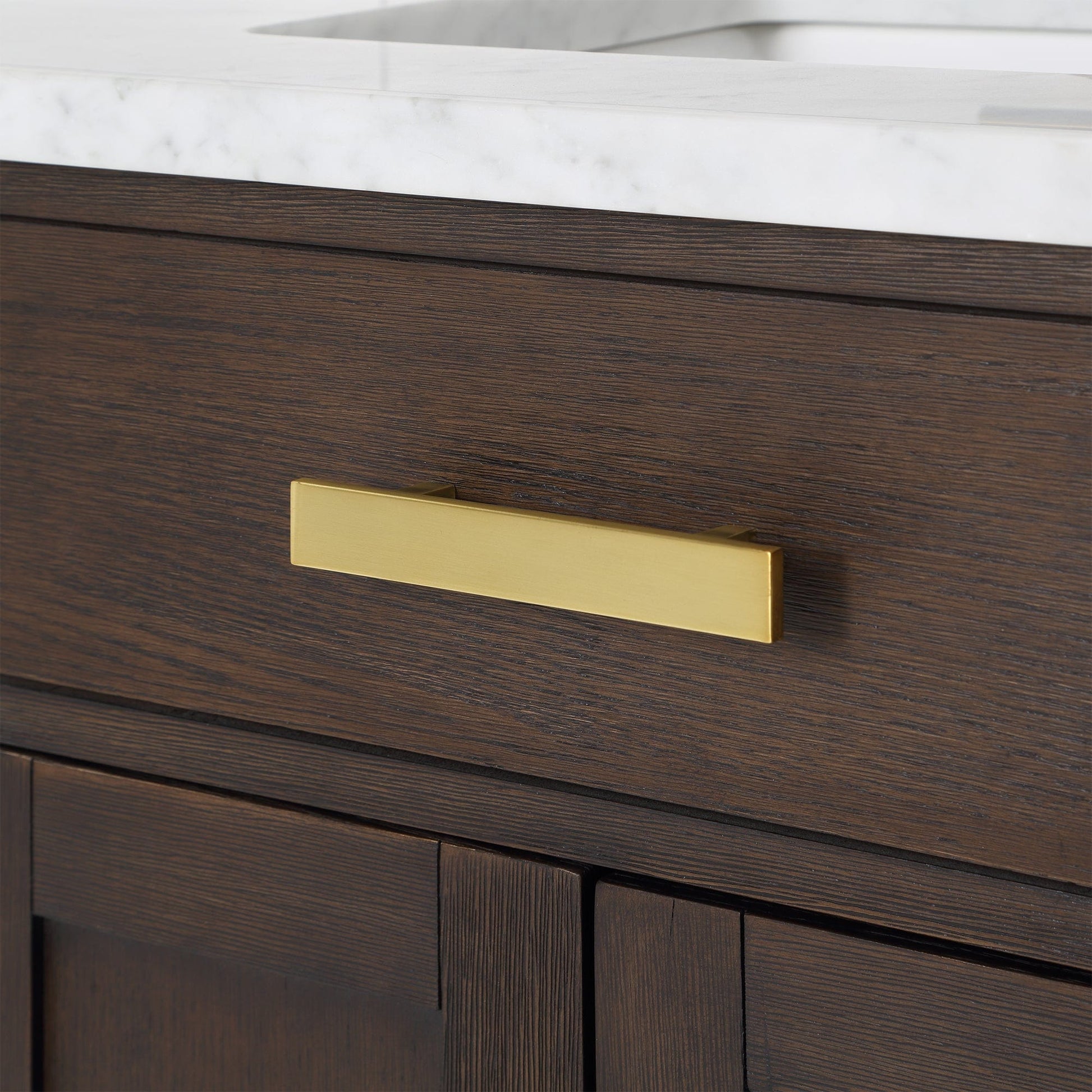 Water Creation CH48CW06BK-000BL1406 CHESTNUT 48"W x 34.2"H Brown Oak Single-Sink Vanity with Carrara White Marble Countertop + Faucet