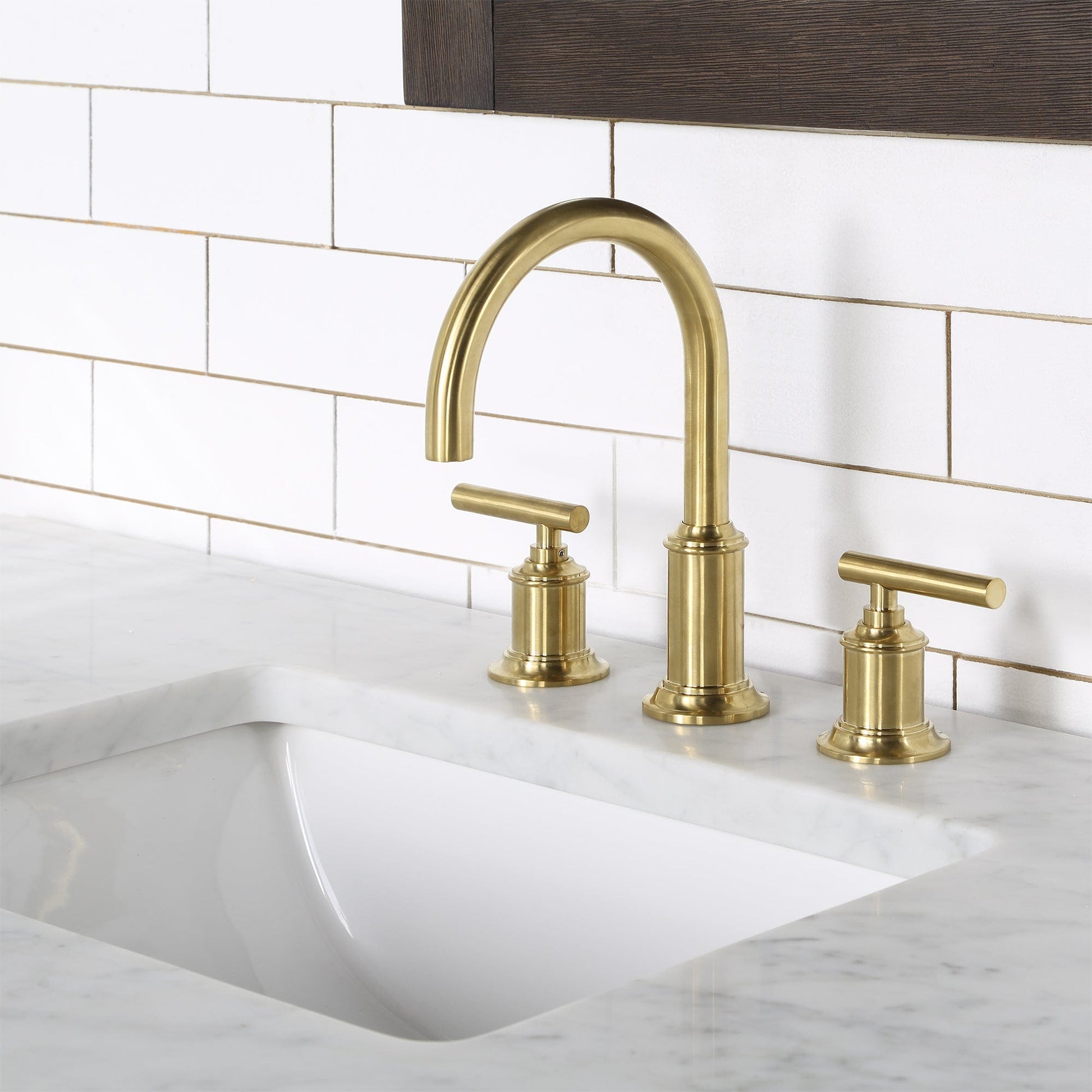 Water Creation CH48CW06BK-000BL1406 CHESTNUT 48"W x 34.2"H Brown Oak Single-Sink Vanity with Carrara White Marble Countertop + Faucet