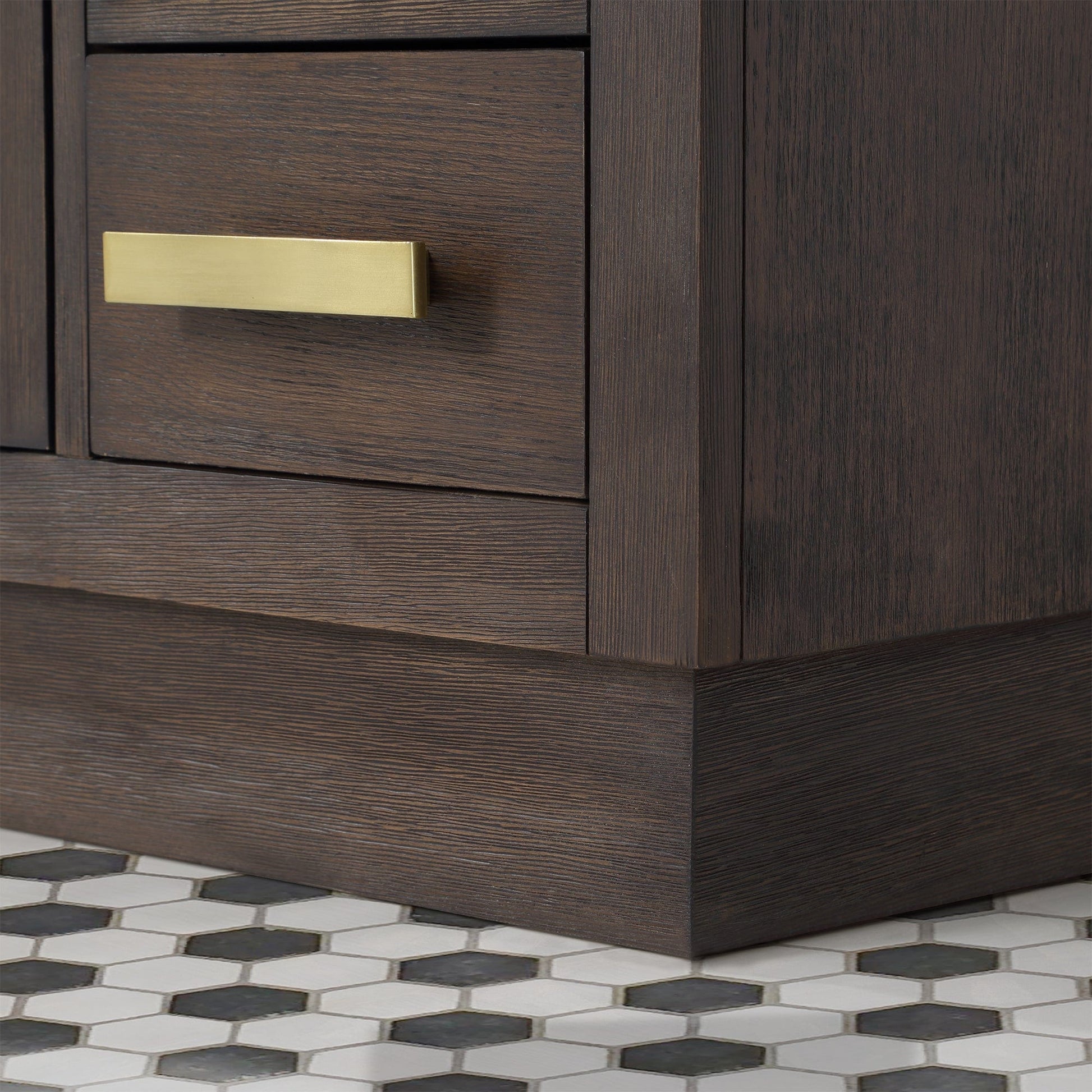 Water Creation CH48CW06BK-000BL1406 CHESTNUT 48"W x 34.2"H Brown Oak Single-Sink Vanity with Carrara White Marble Countertop + Faucet