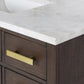 Water Creation CH48CW06BK-R21000000 CHESTNUT 48"W x 34.2"H Brown Oak Single-Sink Vanity with Carrara White Marble Countertop + Mirror