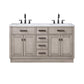 Water Creation CH60CW03GK-000000000 CHESTNUT 60"W x 34.2"H Gray Oak Double-Sink Vanity with Carrara White Marble Countertop (Vanity Only)