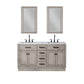 Water Creation CH60CW03GK-R21BL1403 CHESTNUT 60"W x 34.2"H Gray Oak Double-Sink Vanity with Carrara White Marble Countertop + Faucets & Mirrors