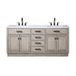 Water Creation CH72CW03GK-000BL1403 CHESTNUT 72"W x 34.2"H Gray Oak Double-Sink Vanity with Carrara White Marble Countertop + Faucets