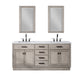 Water Creation CH72CW03GK-R21000000 CHESTNUT 72"W x 34.2"H Gray Oak Double-Sink Vanity with Carrara White Marble Countertop + Mirrors