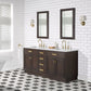 Water Creation CH72CW06BK-R21BL1406 CHESTNUT 72"W x 34.2"H Brown Oak Double-Sink Vanity with Carrara White Marble Countertop + Faucets & Mirrors