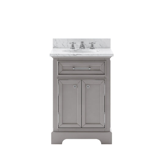 Water Creation DE24CW01CG-000000000 DERBY 24"W x 34"H Cashmere Gray Single-Sink Vanity with Carrara White Marble Countertop (Vanity Only)