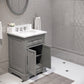 Water Creation DE24CW01CG-O21000000 DERBY 24"W x 34"H Cashmere Gray Single-Sink Vanity with Carrara White Marble Countertop + Mirror