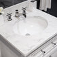 Water Creation DE24CW01PW-000BX0901 DERBY 24"W x 34"H Pure White Single-Sink Vanity with Carrara White Marble Countertop + Faucet