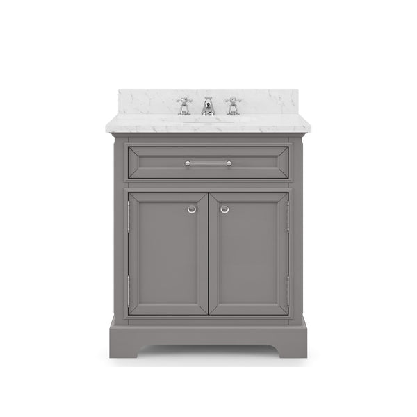 Water Creation DE30CW01CG-000000000 DERBY 30W x 34H Cashmere Gray Single-Sink Vanity with Carrara White Marble Countertop (Vanity Only)