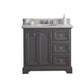 Water Creation DE36CW01CG-000BX0901 DERBY 36"W x 34"H Cashmere Gray Single-Sink Vanity with Carrara White Marble Countertop + Faucets