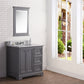 Water Creation DE36CW01CG-000BX0901 DERBY 36"W x 34"H Cashmere Gray Single-Sink Vanity with Carrara White Marble Countertop + Faucets