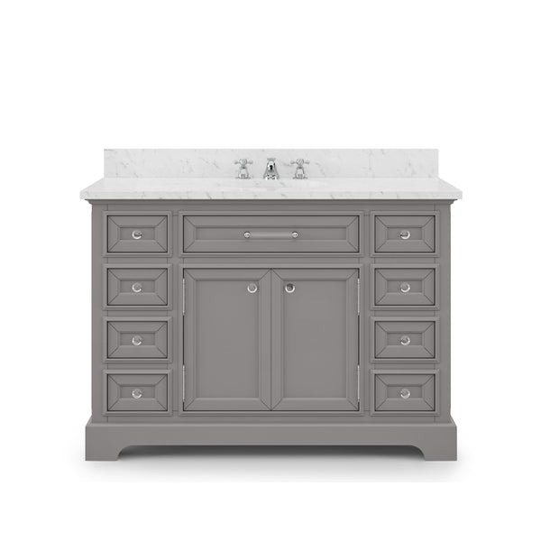 Water Creation DE48CW01CG-000000000 DERBY 48W x 34H Cashmere Gray Single-Sink Vanity with Carrara White Marble Countertop (Vanity Only)