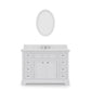 Water Creation DE48CW01PW-O24BX0901 DERBY 48"W x 34"H Pure White Single-Sink Vanity with Carrara White Marble Countertop + Faucet & Mirror