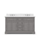 Water Creation DE60CW01CG-000000000 DERBY 60"W x 34"H Cashmere Gray Double-Sink Vanity with Carrara White Marble Countertop (Vanity Only)