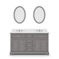 Water Creation DE60CW01CG-O21BX0901 DERBY 60"W x 34"H Cashmere Gray Double-Sink Vanity with Carrara White Marble Countertop + Faucets & Mirrors