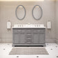 Water Creation DE60CW01CG-O21BX0901 DERBY 60"W x 34"H Cashmere Gray Double-Sink Vanity with Carrara White Marble Countertop + Faucets & Mirrors