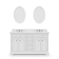 Water Creation DE60CW01PW-O21000000 DERBY 60"W x 34"H Pure White Double-Sink Vanity with Carrara White Marble Countertop + Mirrors