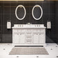 Water Creation DE60CW01PW-O21000000 DERBY 60"W x 34"H Pure White Double-Sink Vanity with Carrara White Marble Countertop + Mirrors