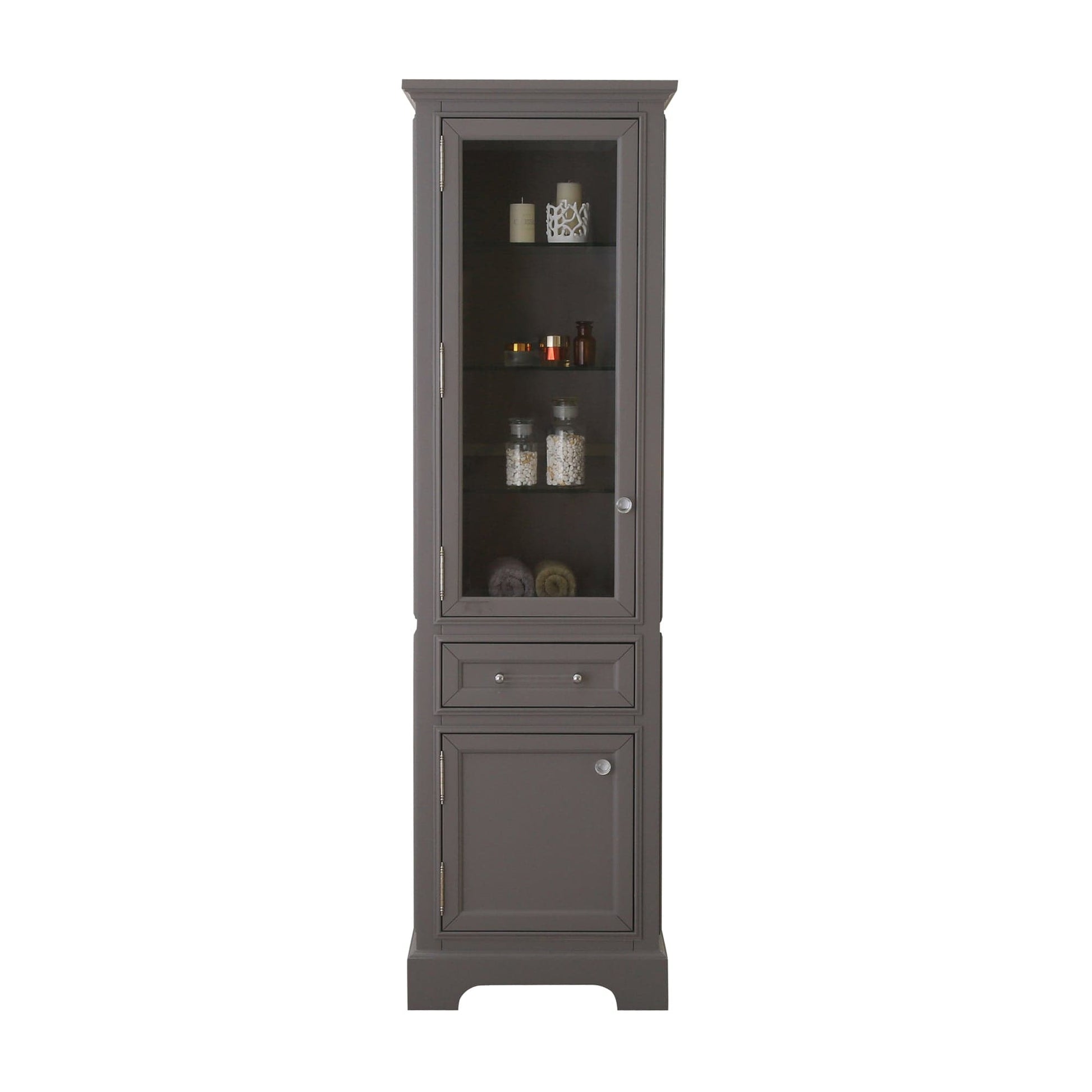 Water Creation DERBY-LC-G Derby Collection Linen Cabinet In Cashmere Grey