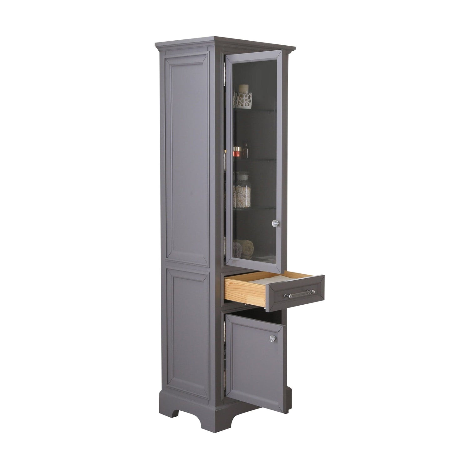 Water Creation DERBY-LC-G Derby Collection Linen Cabinet In Cashmere Grey