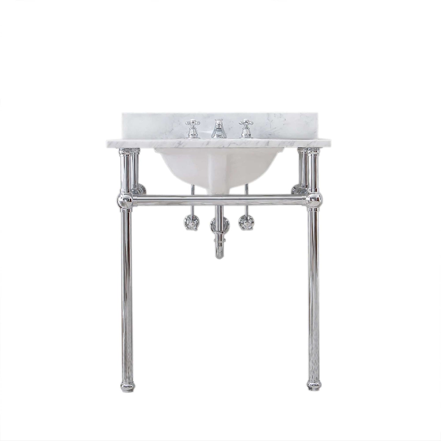 Water Creation EB30C-0100 EMBASSY 30"W x 34"H  Single Washstand , P-Trap, and Countertop with Sink included, in Chrome Finish