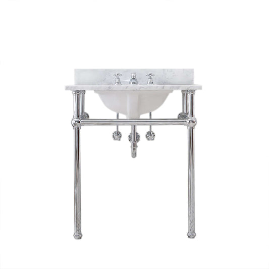 Water Creation EB30C-0100 EMBASSY 30"W x 34"H Single Washstand , P-Trap, and Countertop with Sink included, in Chrome Finish