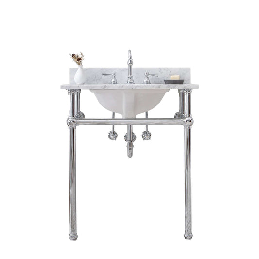 Water Creation EB30D-0112 EMBASSY 30"W x 34"H Single Washstand , P-Trap, Countertop with Sink, and F2-0012 Faucet included, in Chrome Finish
