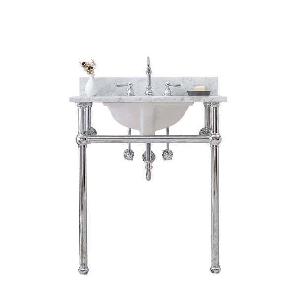 Water Creation EB30D-0112 EMBASSY 30W x 34H  Single Washstand , P-Trap, Countertop with Sink, and F2-0012 Faucet included, in Chrome Finish