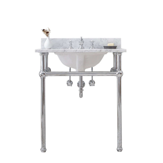 Water Creation EB30D-0113 EMBASSY 30"W x 34"H Single Washstand , P-Trap, Countertop with Sink, and F2-0013 Faucet included, in Chrome Finish