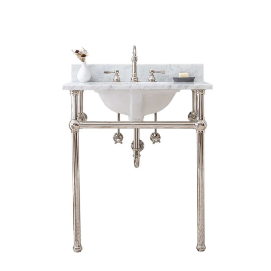 Water Creation EB30D-0512 EMBASSY 30"W x 34"H Single Washstand , P-Trap, Countertop with Sink, and F2-0012 Faucet included, in Polished Nickel Finish