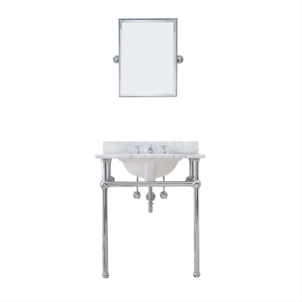 Water Creation EB30E-0109 EMBASSY 30W x 34H  Single Washstand , P-Trap, Countertop with Sink, F2-0009 Faucet and Mirror included, in Chrome Finish