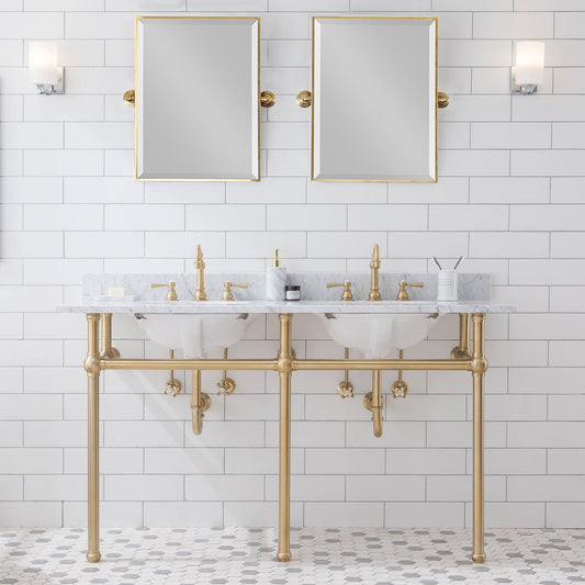 Water Creation EB60A-0600 EMBASSY 60"W x 34"H  Double Washstand Only, in Satin Gold Finish